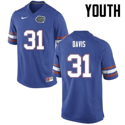 Youth Florida Gators #31 Shawn Davis NCAA Nike Blue Authentic Stitched College Football Jersey BTX2362TD